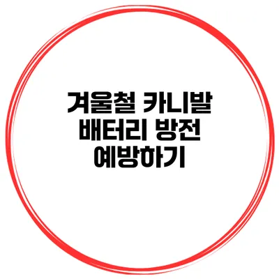 겨울철 카니발 배터리 방전 예방하기