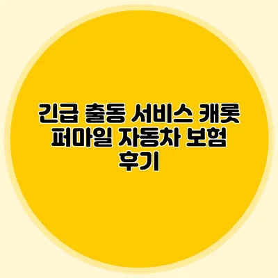 긴급 출동 서비스: 캐롯 퍼마일 자동차 보험 후기