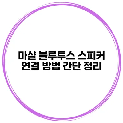 마샬 블루투스 스피커 연결 방법 간단 정리