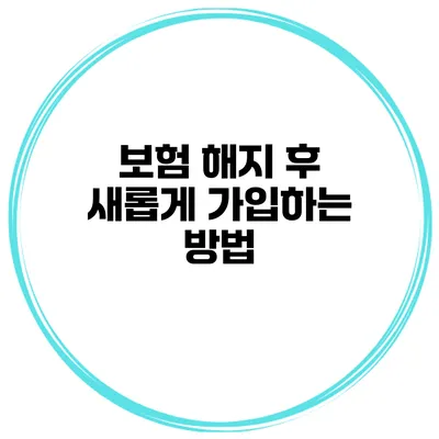 보험 해지 후 새롭게 가입하는 방법