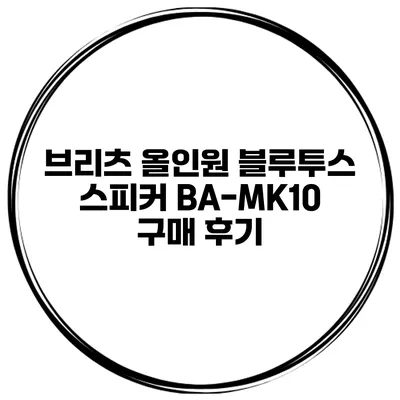 브리츠 올인원 블루투스 스피커 BA-MK10 구매 후기