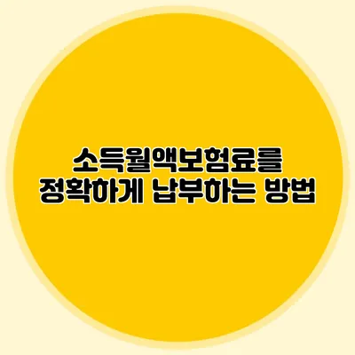 소득월액보험료를 정확하게 납부하는 방법