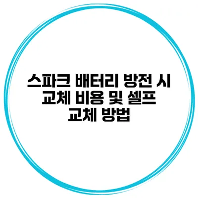 스파크 배터리 방전 시 교체 비용 및 셀프 교체 방법