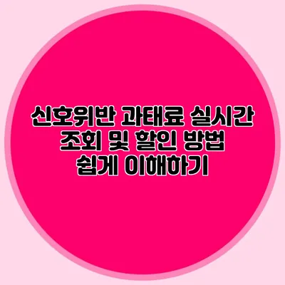 신호위반 과태료 실시간 조회 및 할인 방법 쉽게 이해하기