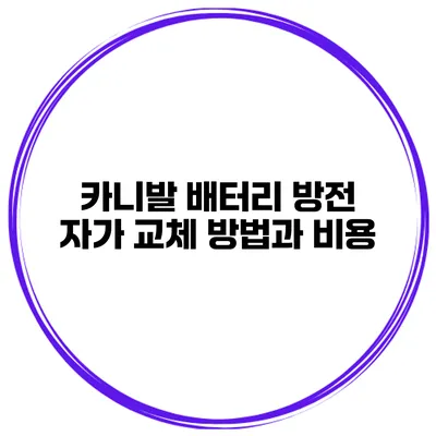 카니발 배터리 방전 자가 교체 방법과 비용