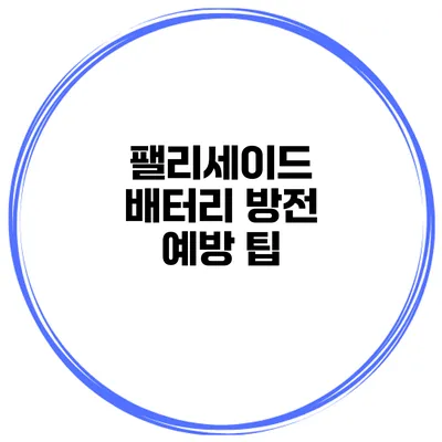 팰리세이드 배터리 방전 예방 팁