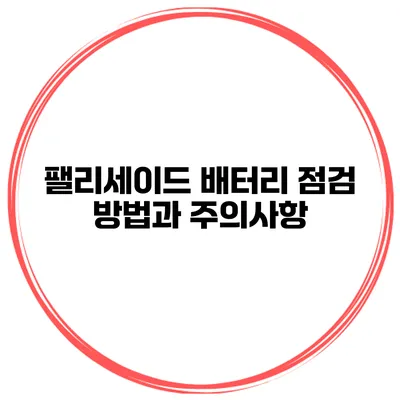 팰리세이드 배터리 점검 방법과 주의사항