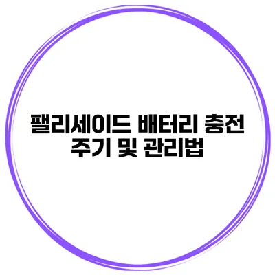 팰리세이드 배터리 충전 주기 및 관리법